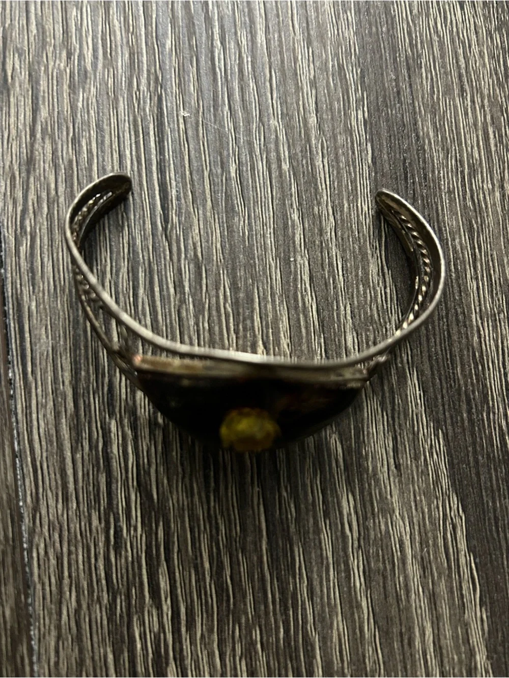 Rare vintage Alpaca Mexico Amber Cuff Bracelet